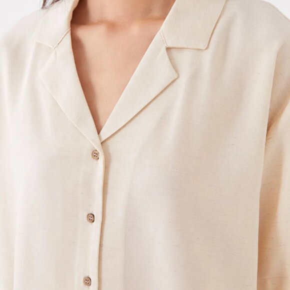 LCW Vision Plain Short Sleeve Linen Blend Women's Shirt - Picture 5 of 7